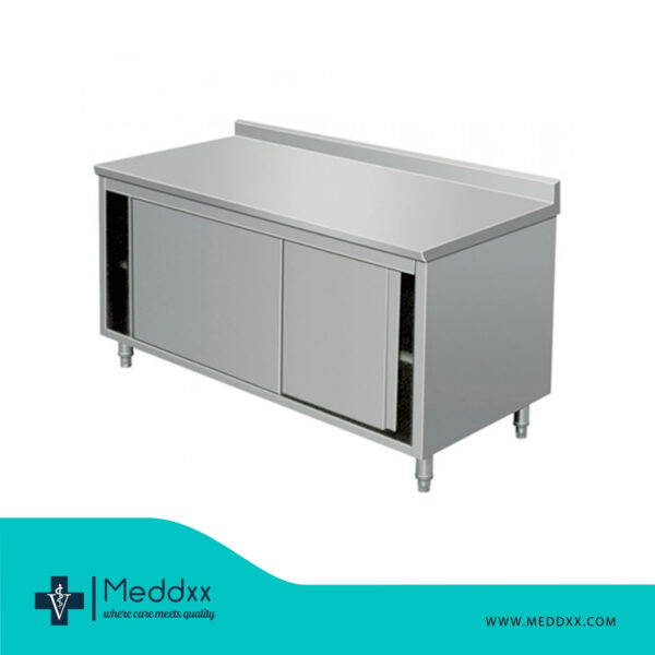 Storage Base Unit With Stainless Steel Sliding Doors