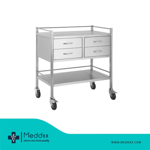 Tray Stainless Steel Dressing Trolley With Drawer