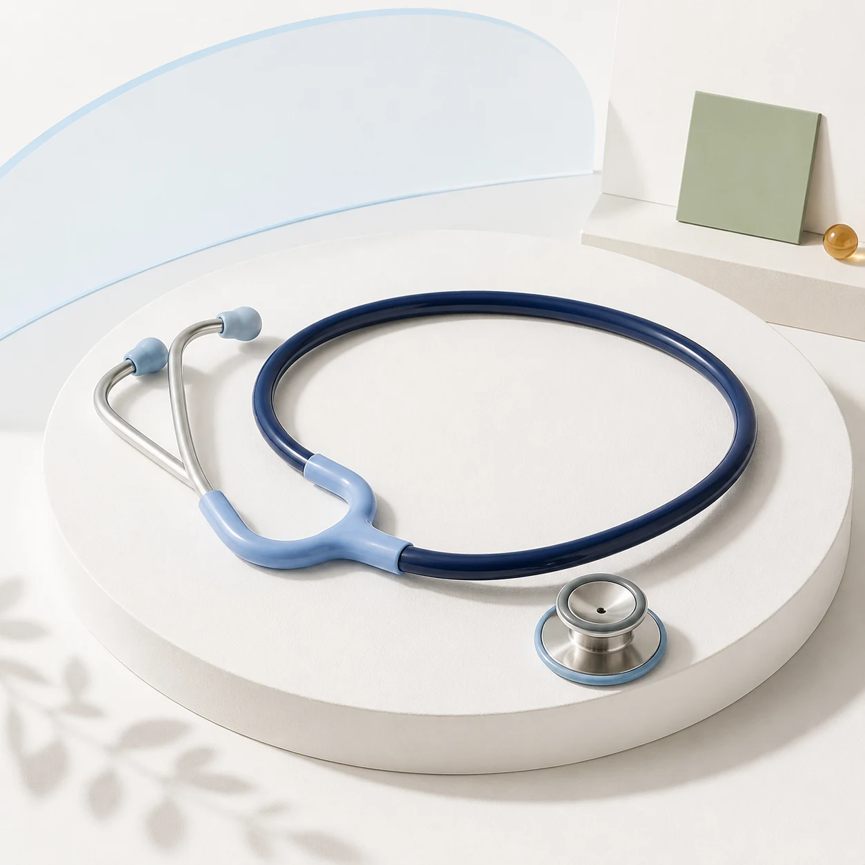 Simple Nurse Stethoscope on a pale blue surface